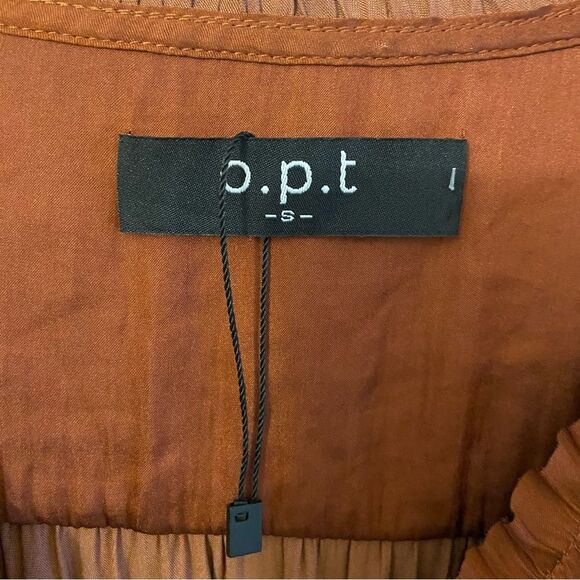 NWOT Anthro OPT rust/copper ruffled Tianna dress Small - Picture 7 of 8